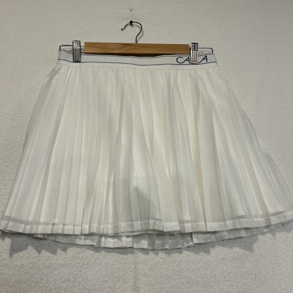 CALIA Women's Pleated Mesh Skort White High Rise Tennis Pickleball UPF 50 Small